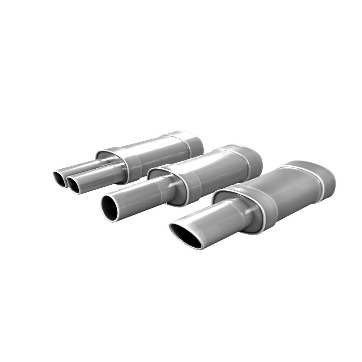 Exhaust three pipes 3D model_6