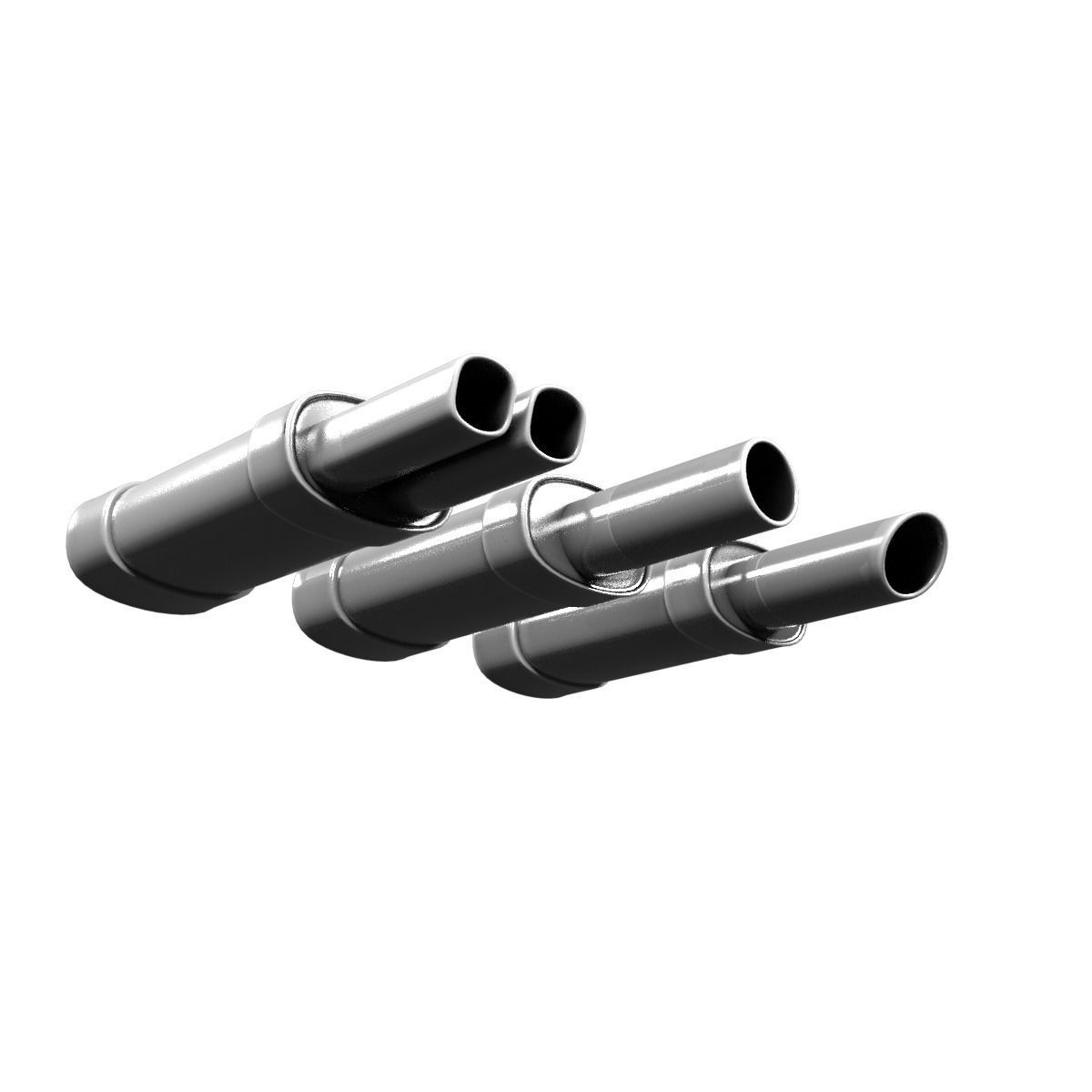 Exhaust three pipes 3D model_1