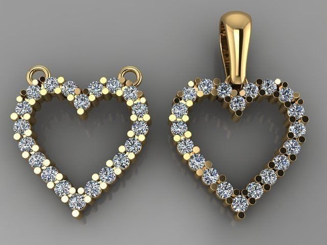 Dainty Diamond Heart Pendant Mix Design 3D print model