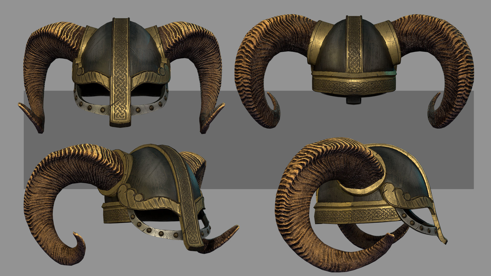 Vikings Helmet Low-poly 3D model_4