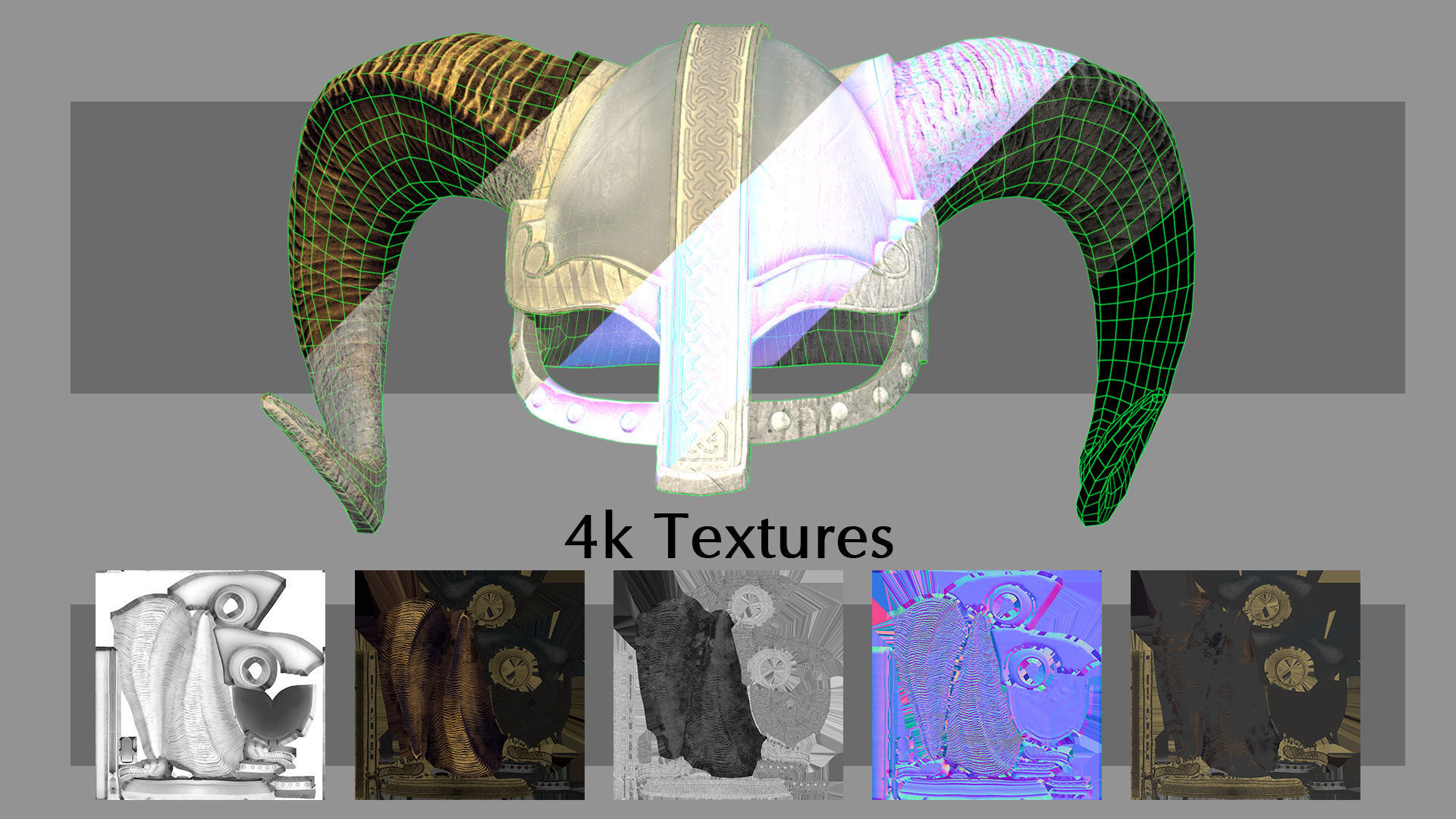 Vikings Helmet Low-poly 3D model_7