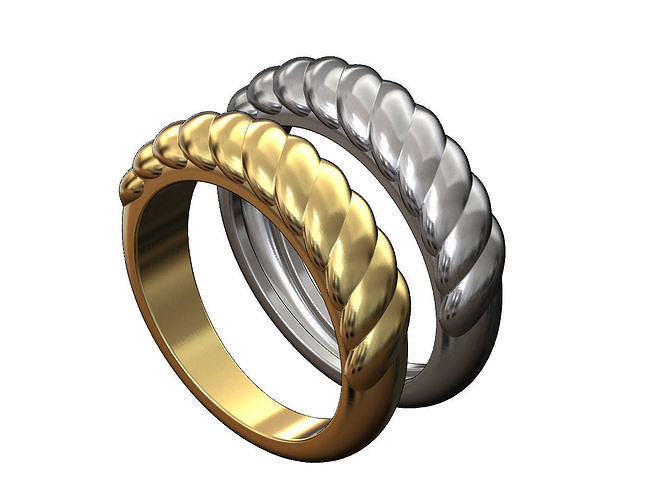 Croissant pattern dome ring 3D print model