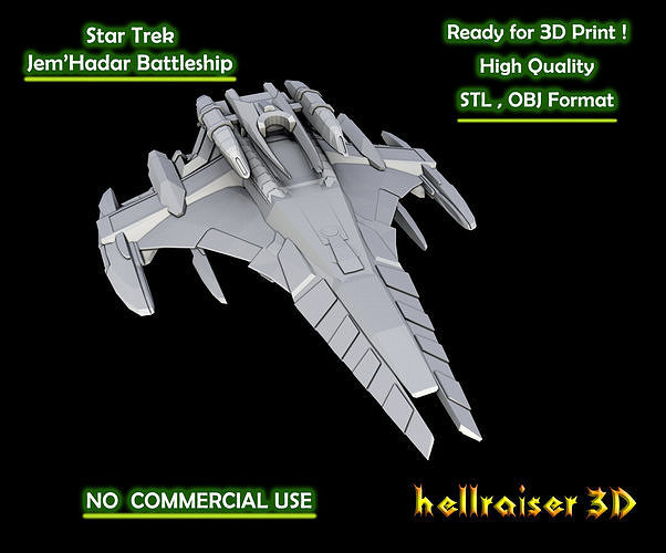 Star Trek - JemHadar Battleship - 3D Printable Model 3D print model