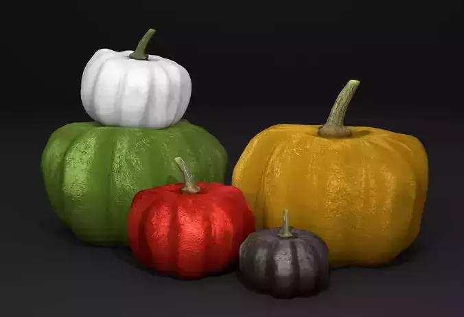 3D Painted pumpkins for Blender Low-poly 3D model