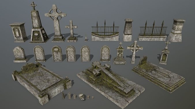 tombstone   set 02 Low-poly 3D model