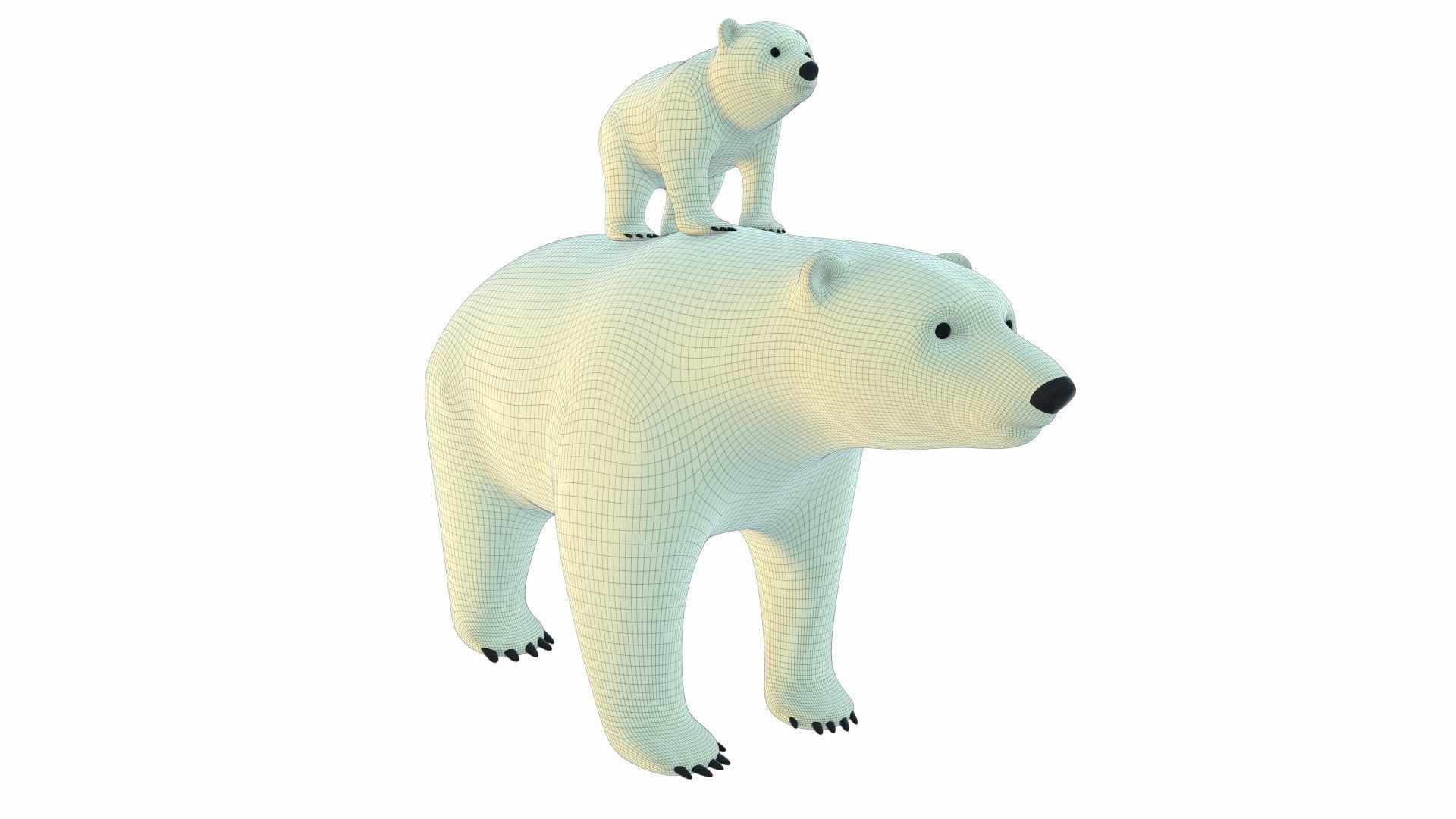 Polar Bear Pack - Stylized Low-poly 3D model_7