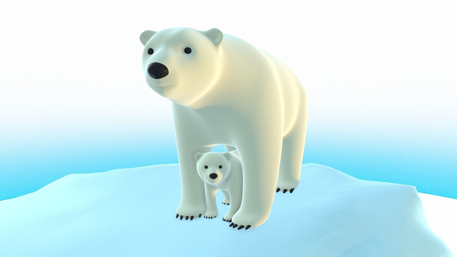Polar Bear Pack - Stylized Low-poly 3D model_2