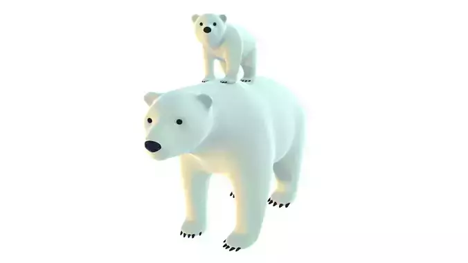 Polar Bear Pack - Stylized Low-poly 3D model