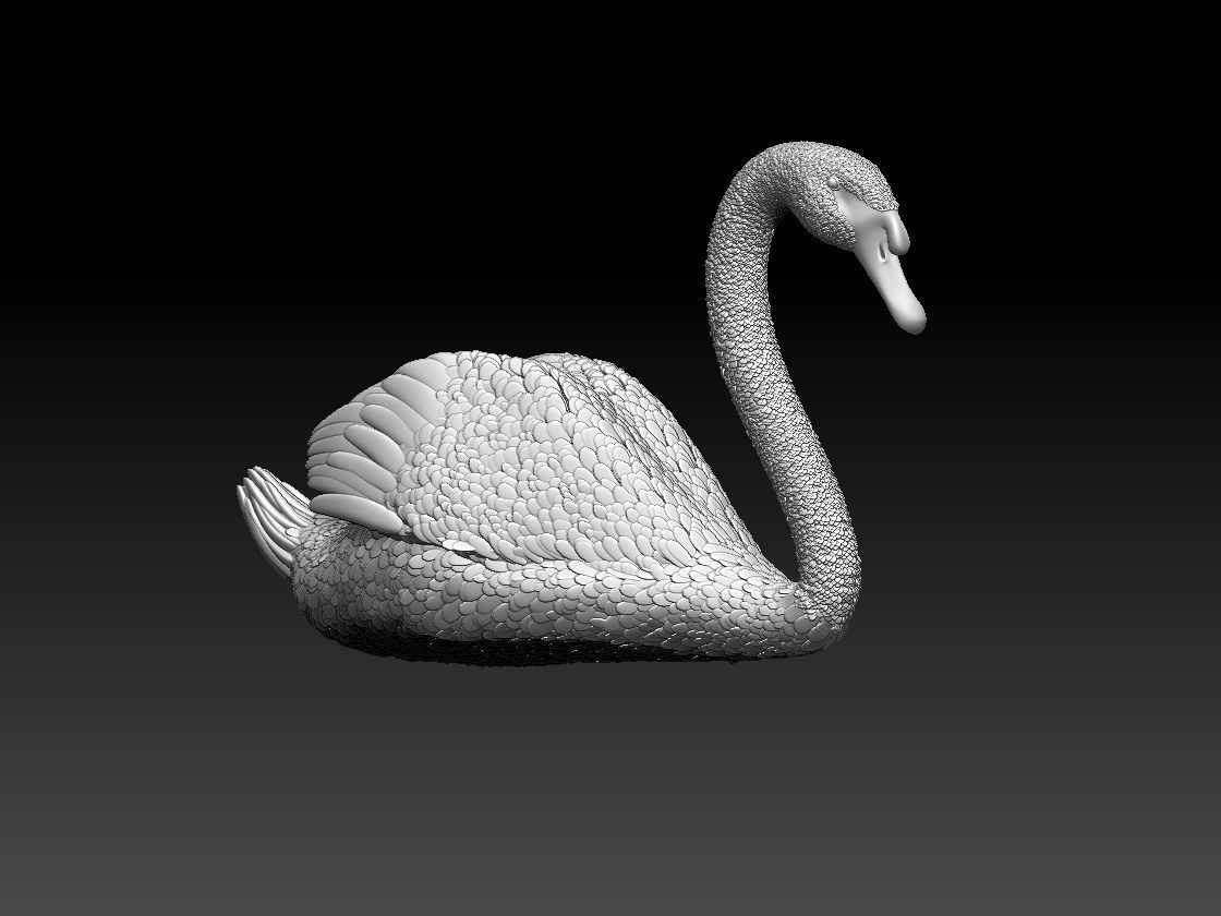 swan sculpture 3D print model_2