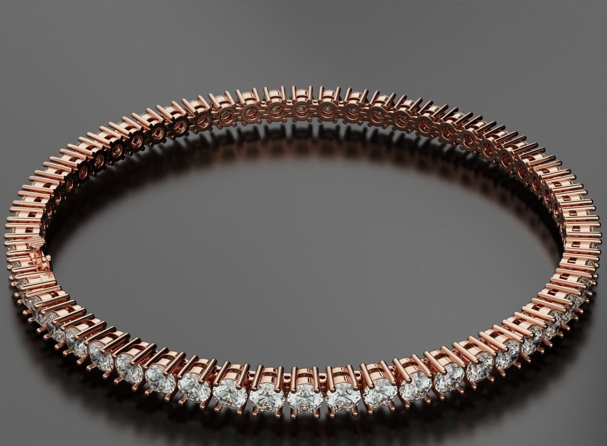 Tennis bracelet for girls with diamonds 3 3mm 548 3D print model_4