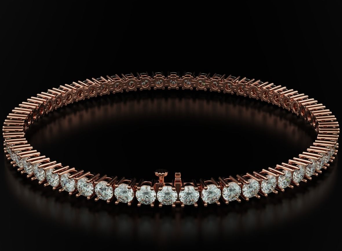 Tennis bracelet for girls with diamonds 3 3mm 548 3D print model_1