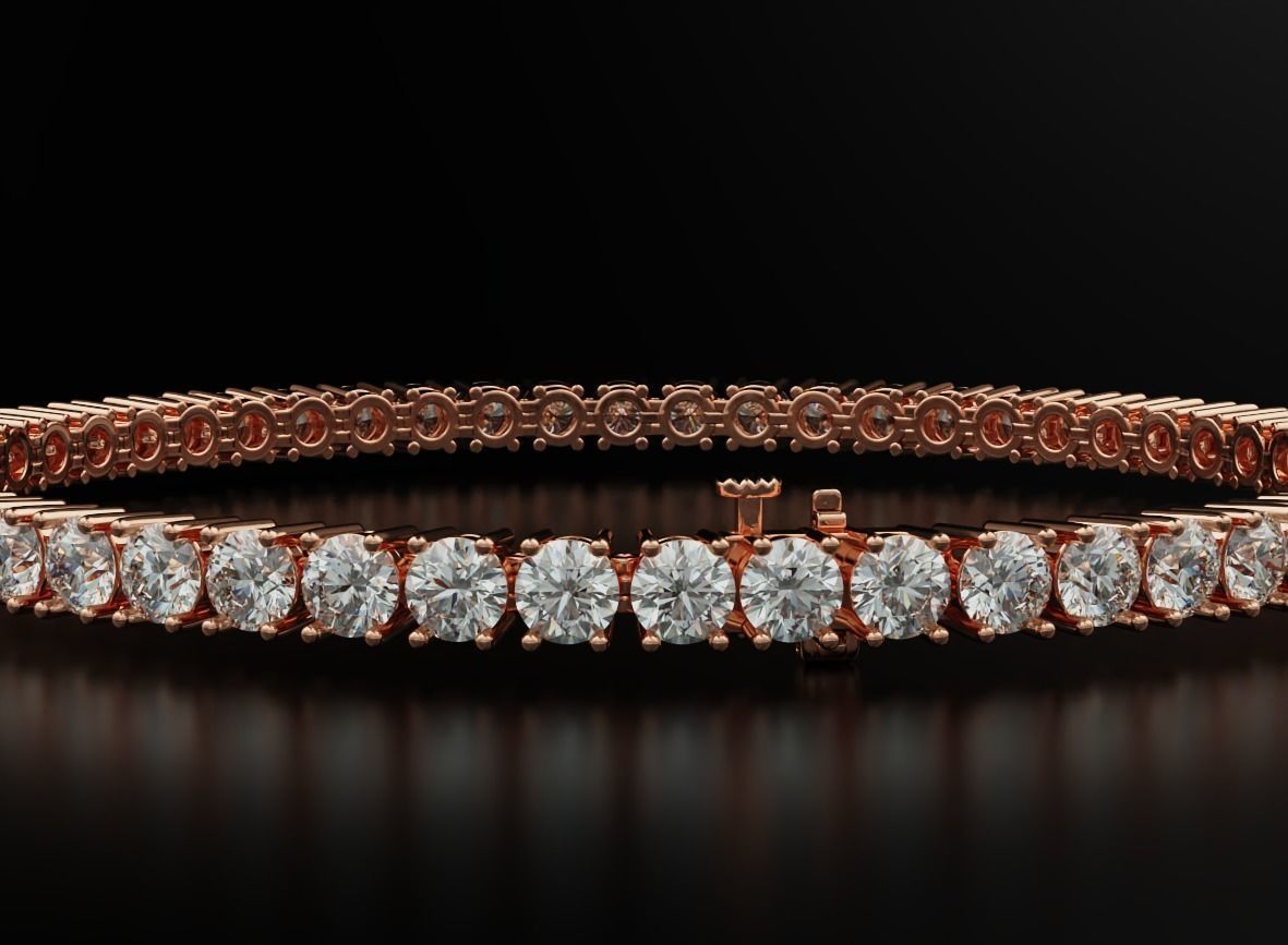 Tennis bracelet for girls with diamonds 3 3mm 548 3D print model_9
