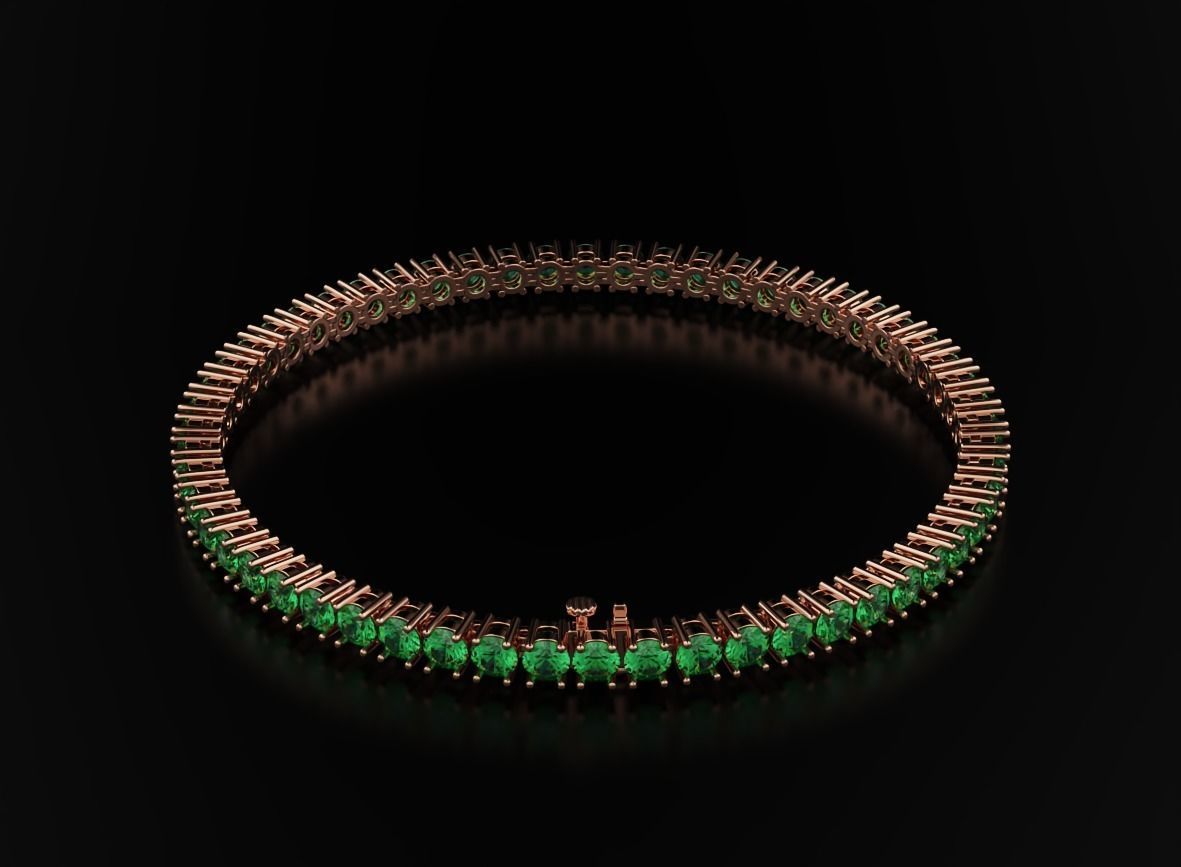 Tennis bracelet for girls with diamonds 3 3mm 548 3D print model_5