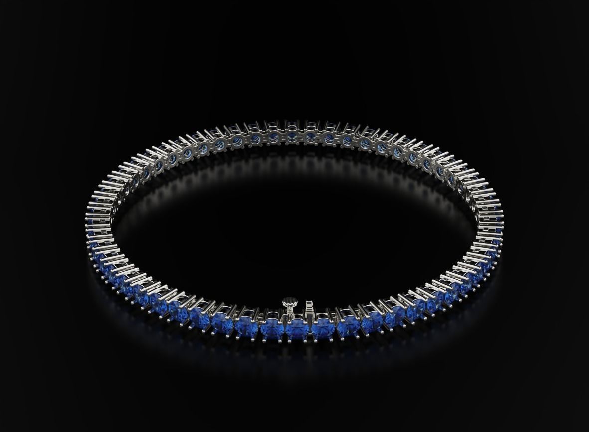 Tennis bracelet for girls with diamonds 3 3mm 548 3D print model_7