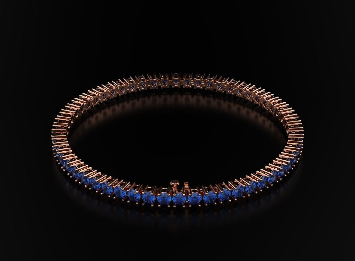 Tennis bracelet for girls with diamonds 3 3mm 548 3D print model_6