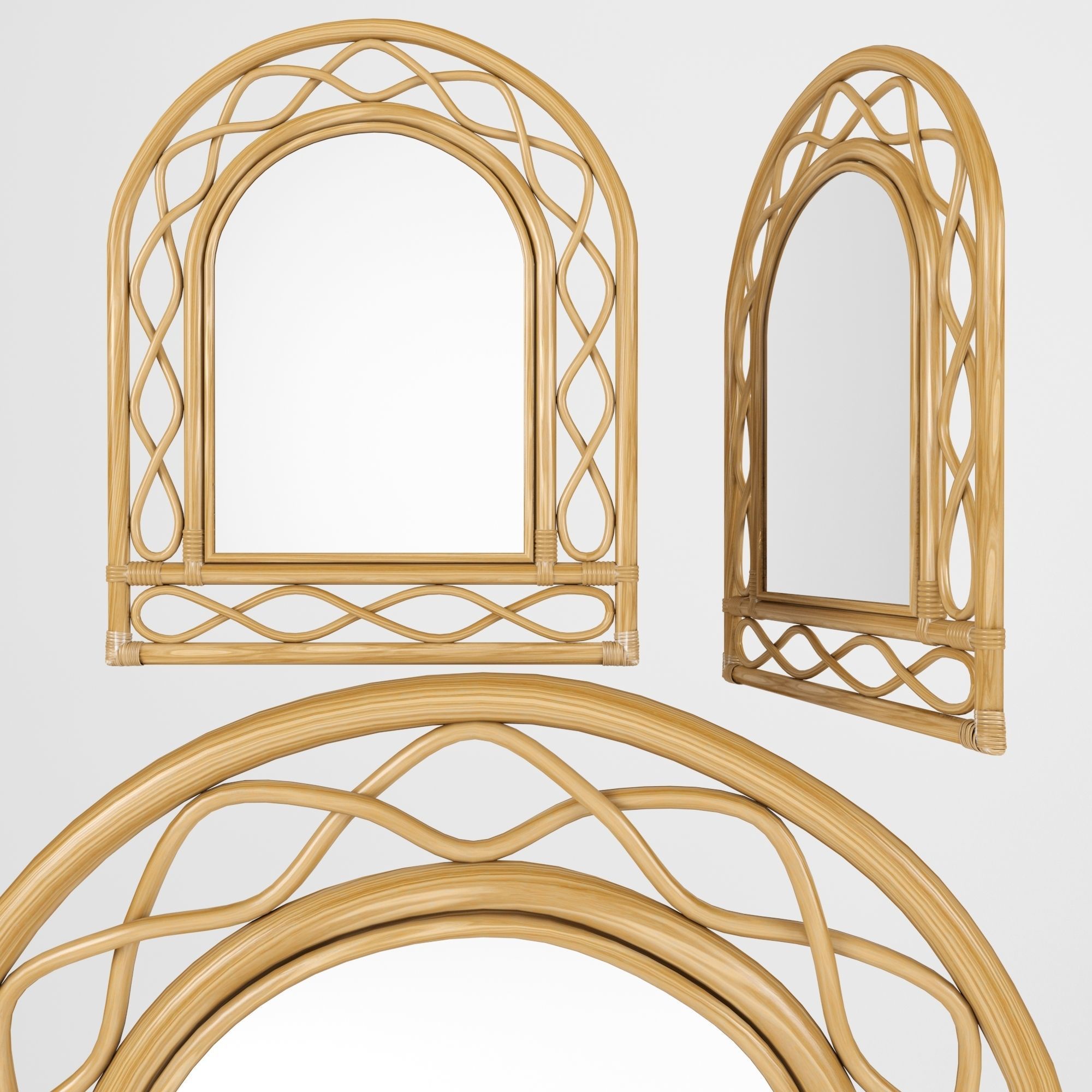 Mirror rattan set 3D model_1