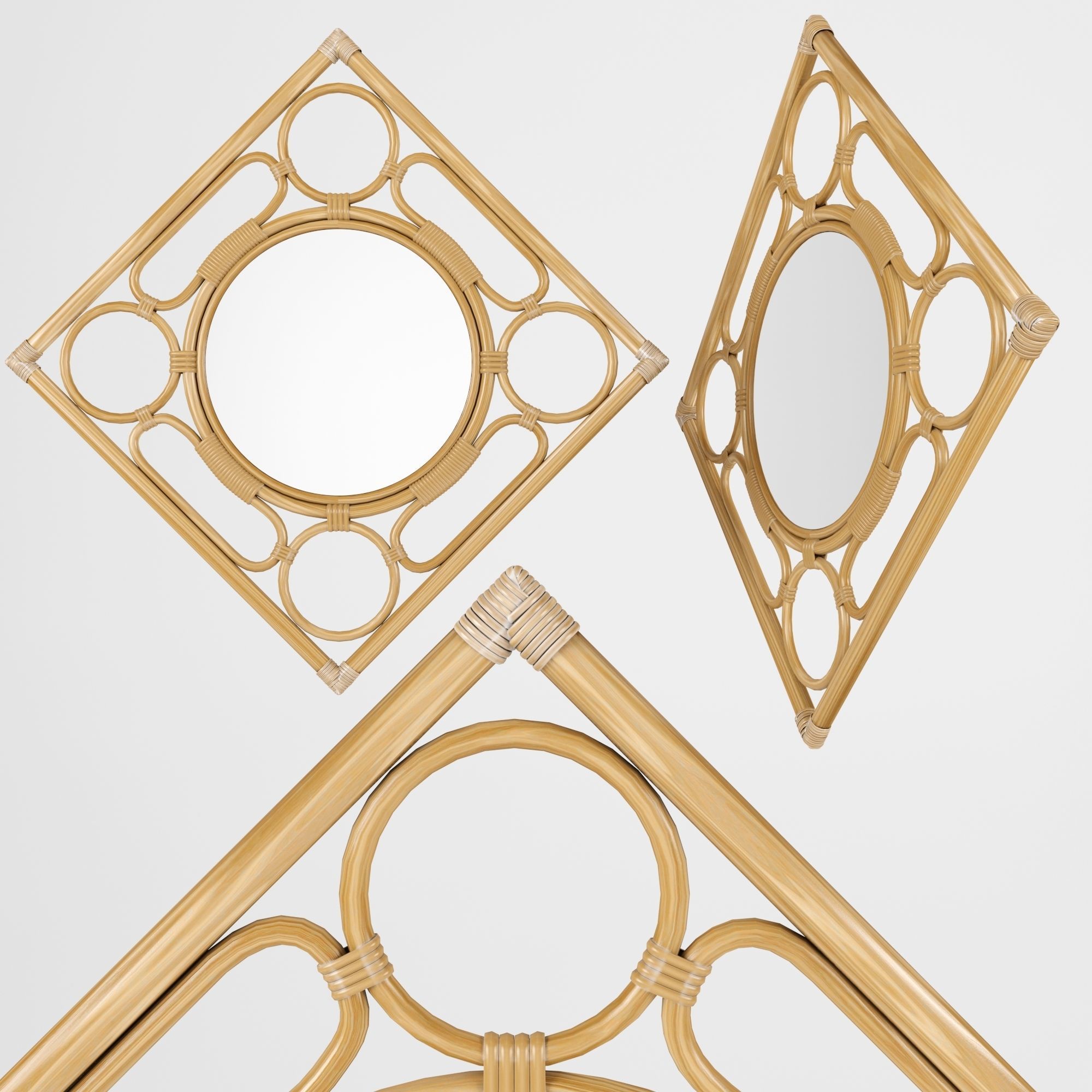 Mirror rattan set 3D model_3