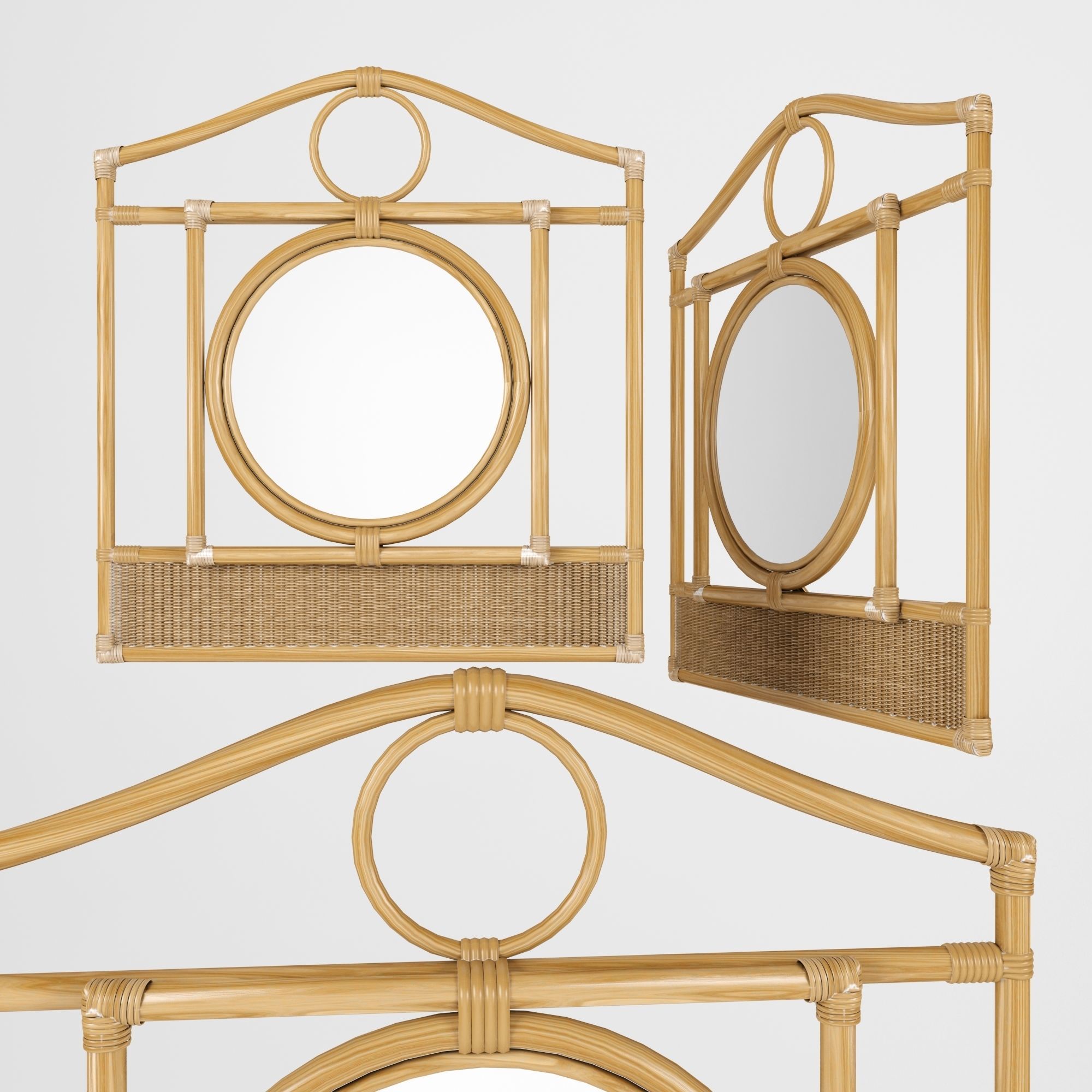 Mirror rattan set 3D model_2