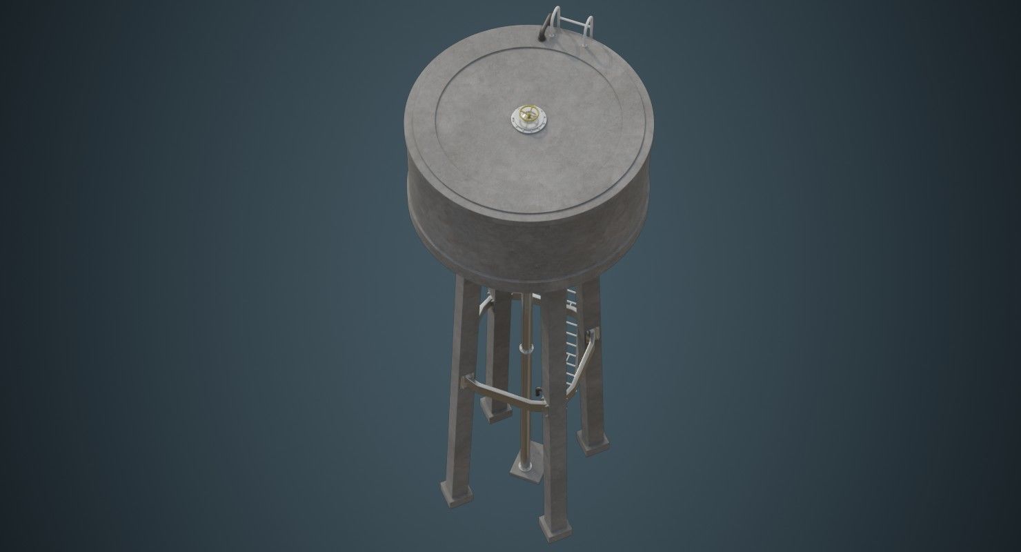 Water Tank 2A Low-poly 3D model_2