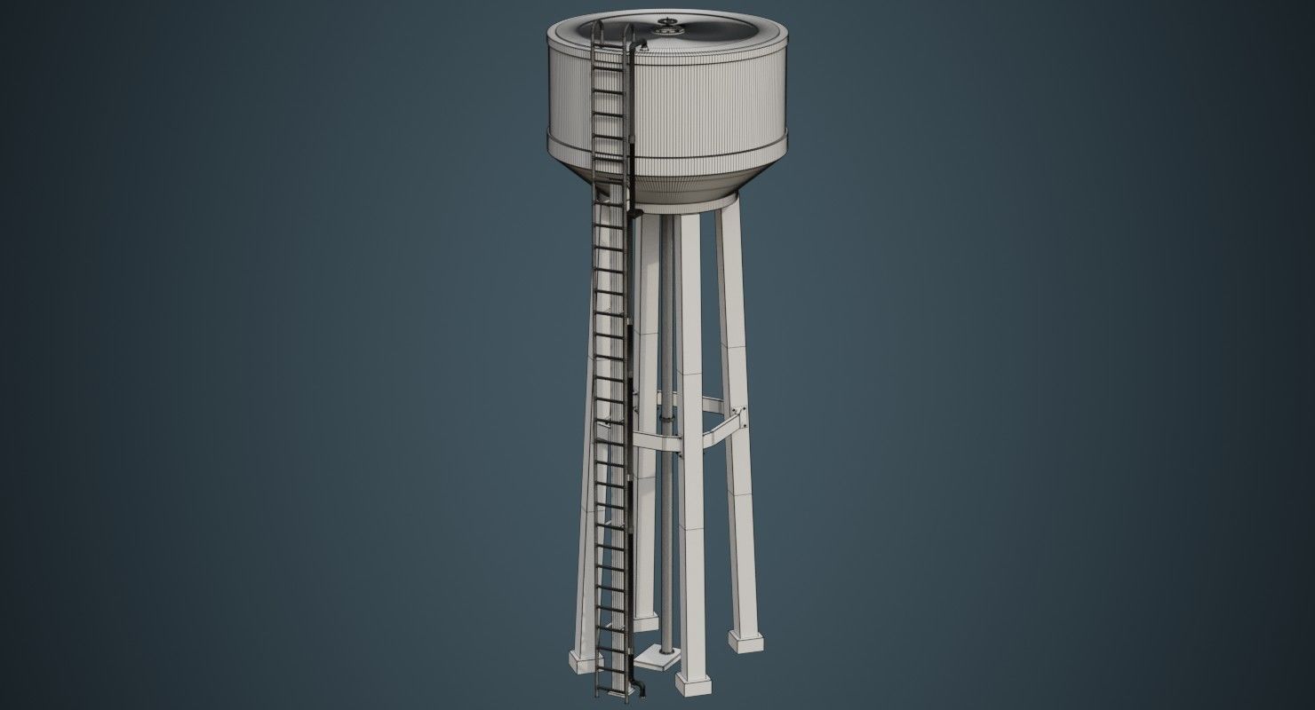 Water Tank 2A Low-poly 3D model_9