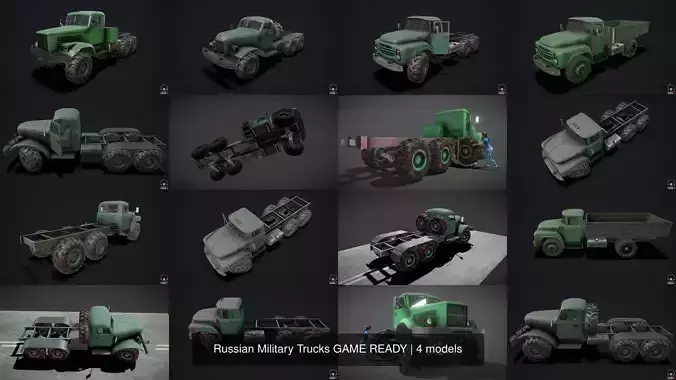 Russian Military Trucks GAME READY 3D Model Collection