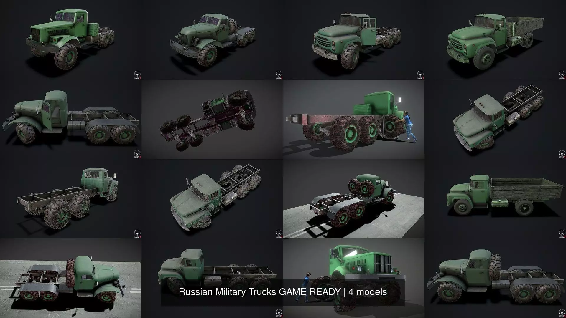 Russian Military Trucks GAME READY 3D Model Collection_0