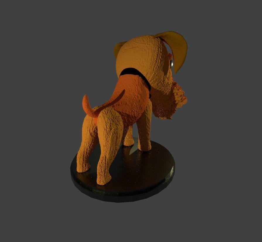 Custom Pop Airdale Terrier with Collar 3D Print Model 3D print model_6