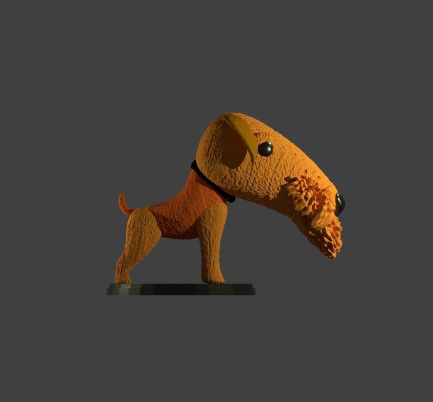 Custom Pop Airdale Terrier with Collar 3D Print Model 3D print model_2