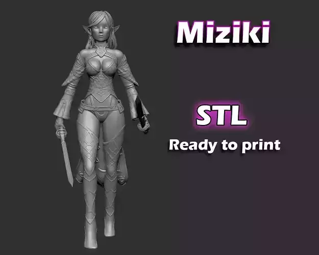 Dark Elf Female Blade Dancer Miziki 3D print ready