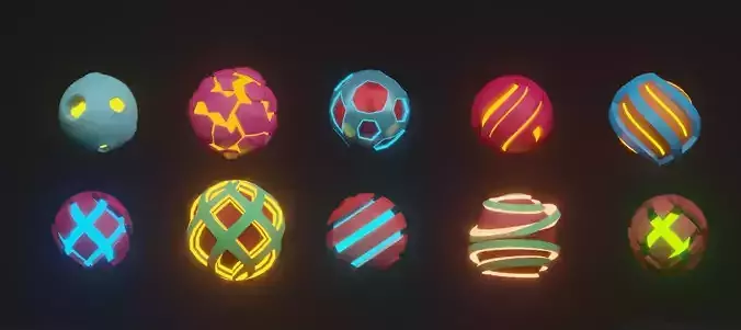 Glowing Planets Pack-1  3D model