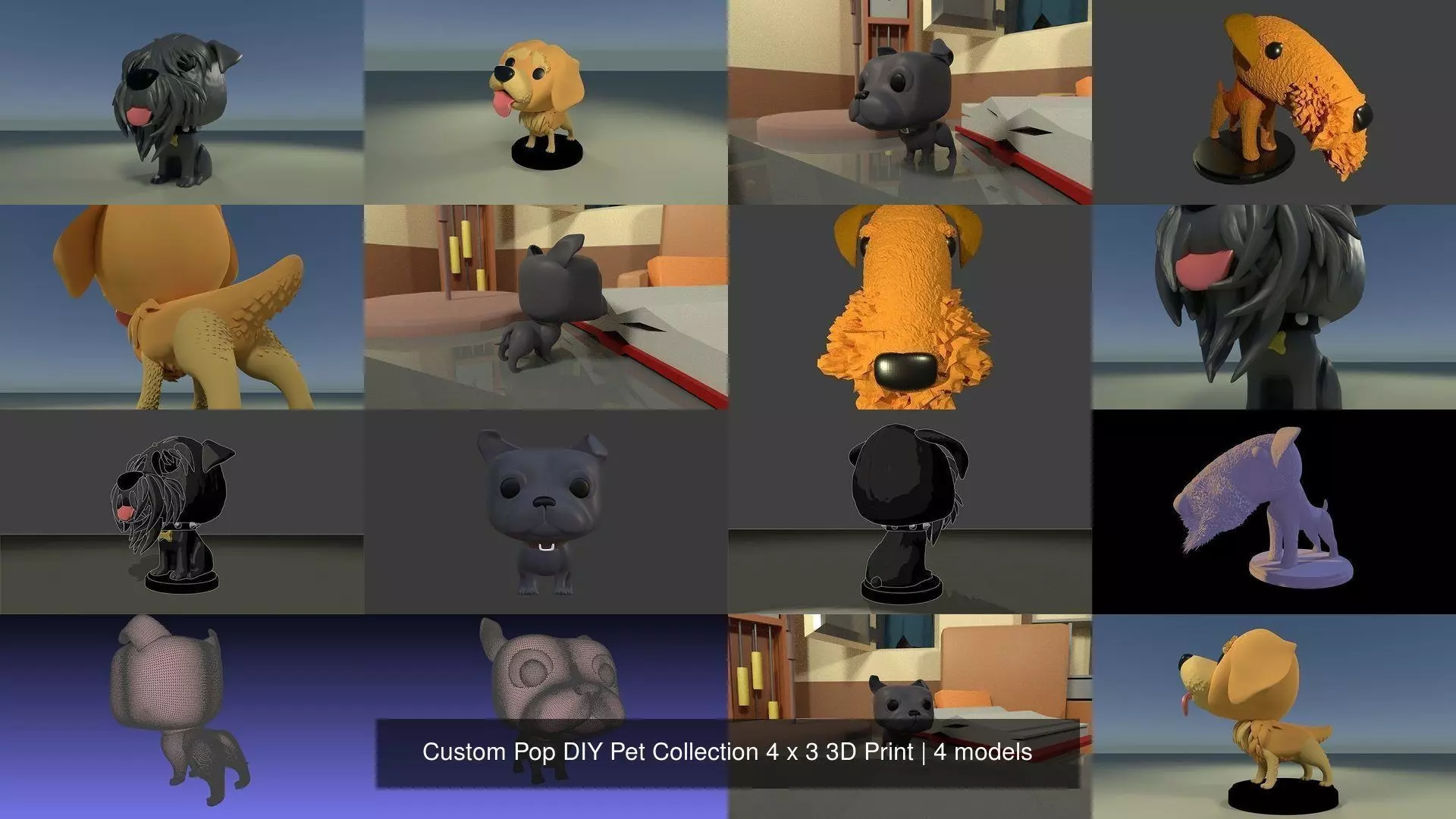 Custom Pop DIY Pet Collection 4 x 3 3D Print _0