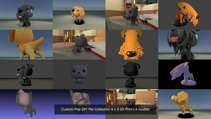 Custom Pop DIY Pet Collection 4 x 3 3D Print 