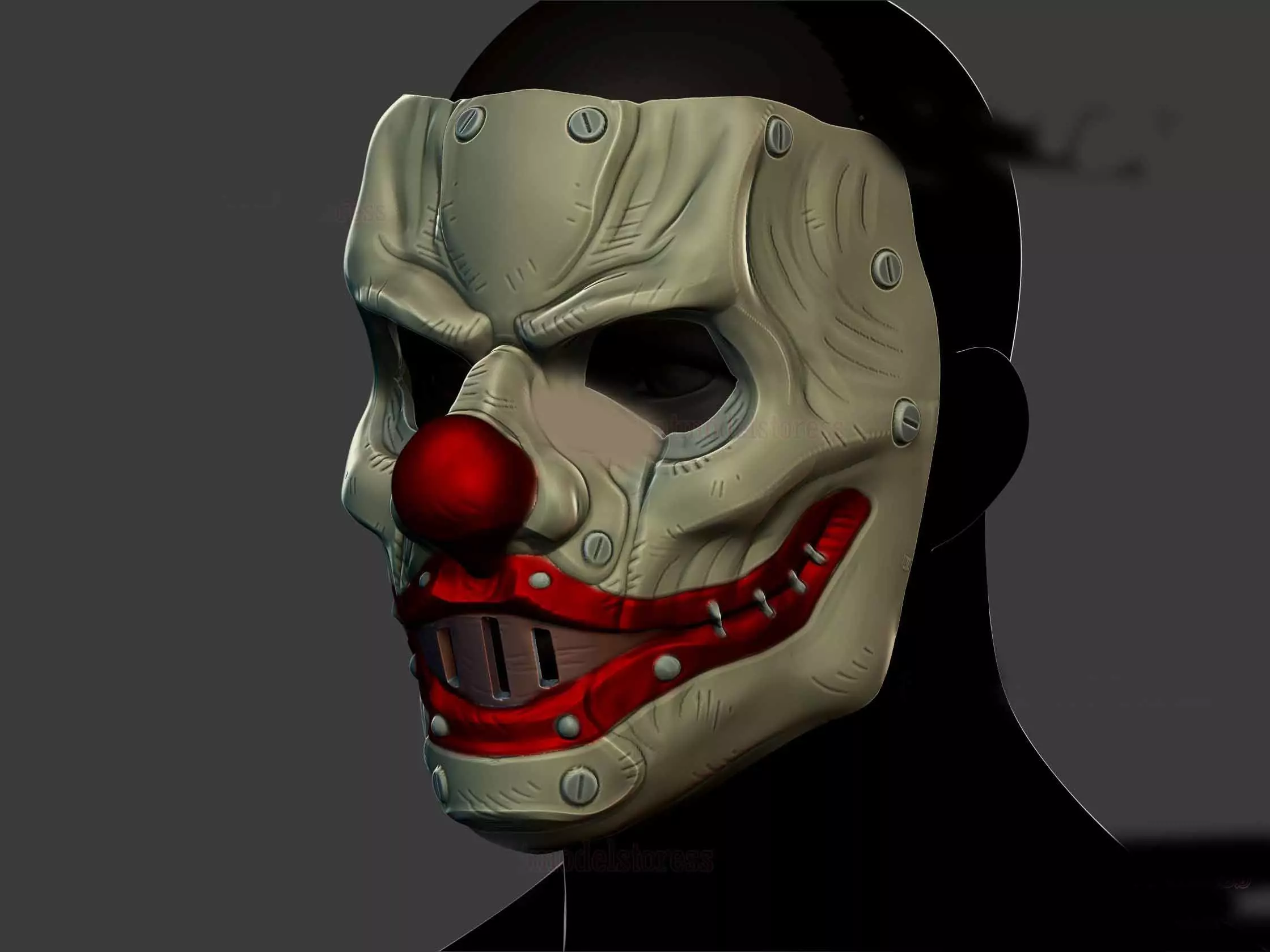 Clown Motorcycle Mask - Cosplay Halloween Helmet 3D print model_0