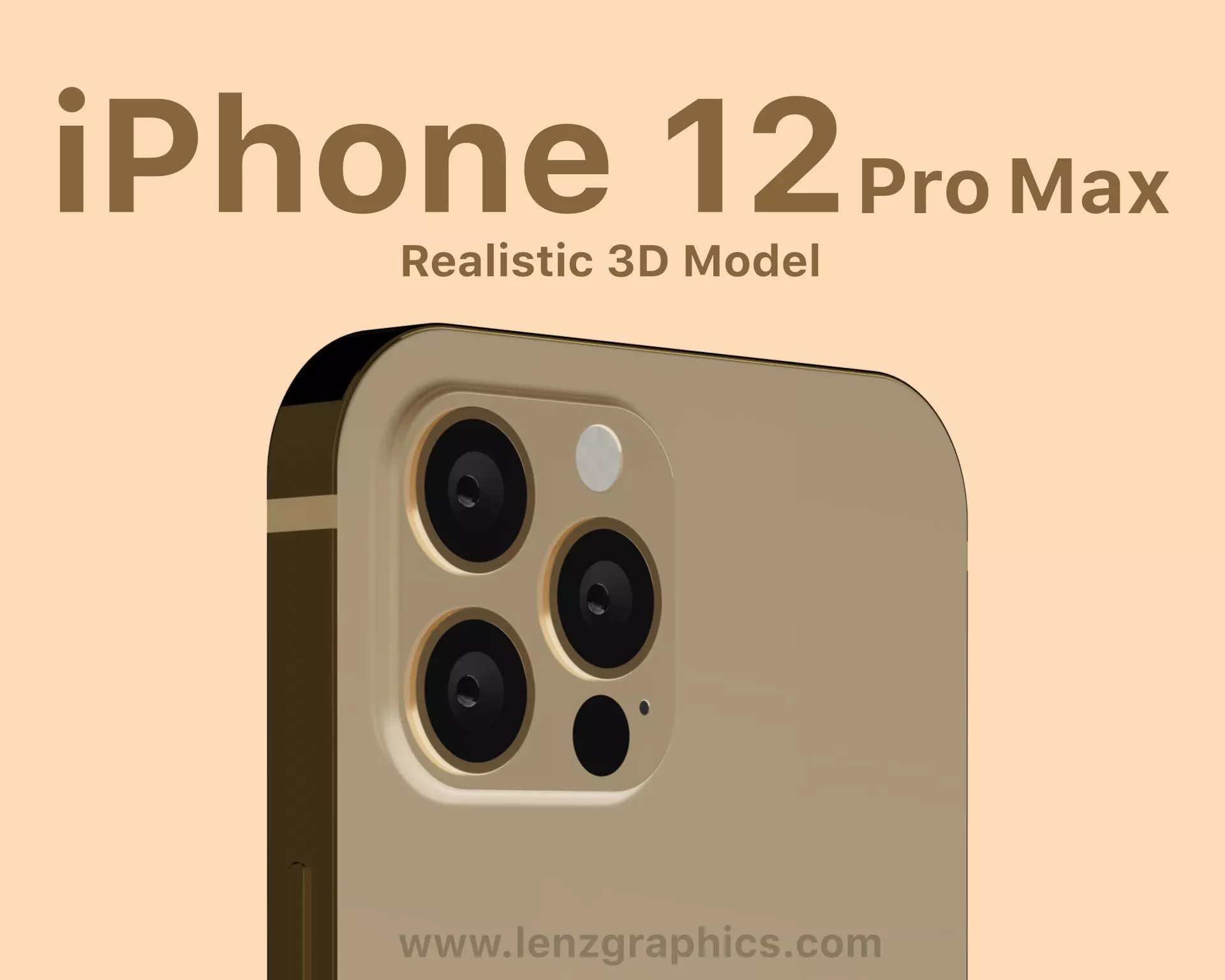 iPhone 12 Pro Max Gold 3D model_0