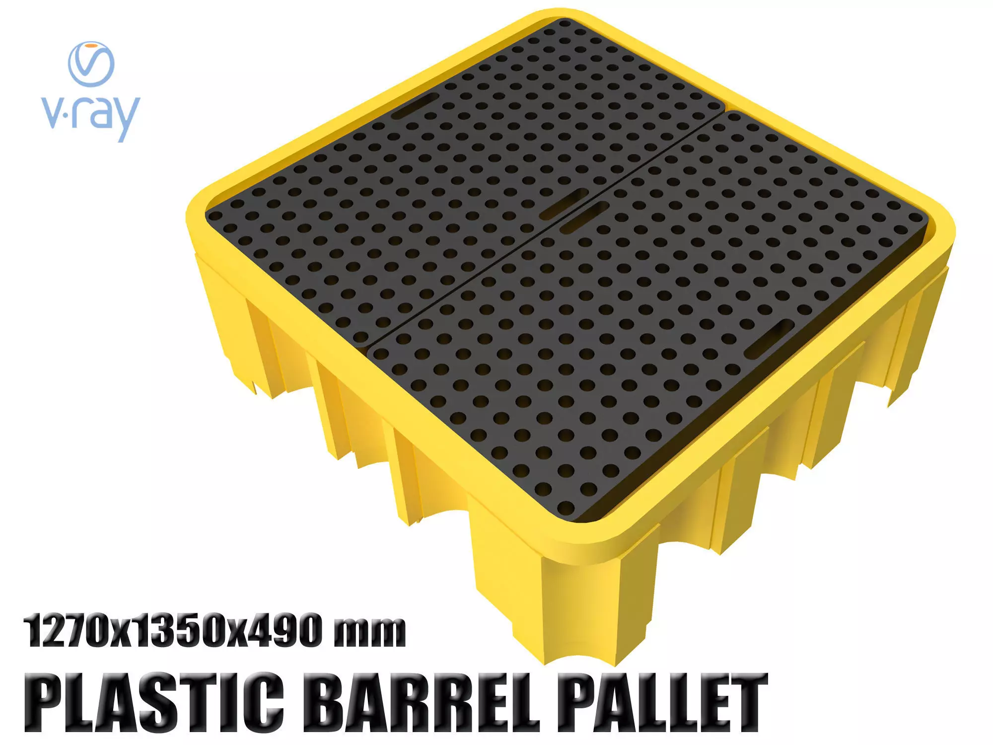 Plastic barrel pallet 3D model_0