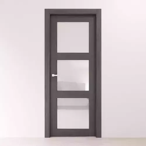 Gray oak interior glass door