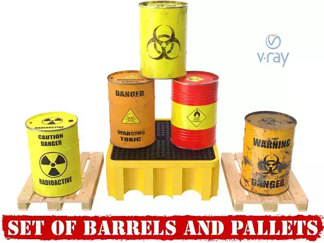 Set of barrels and pallets