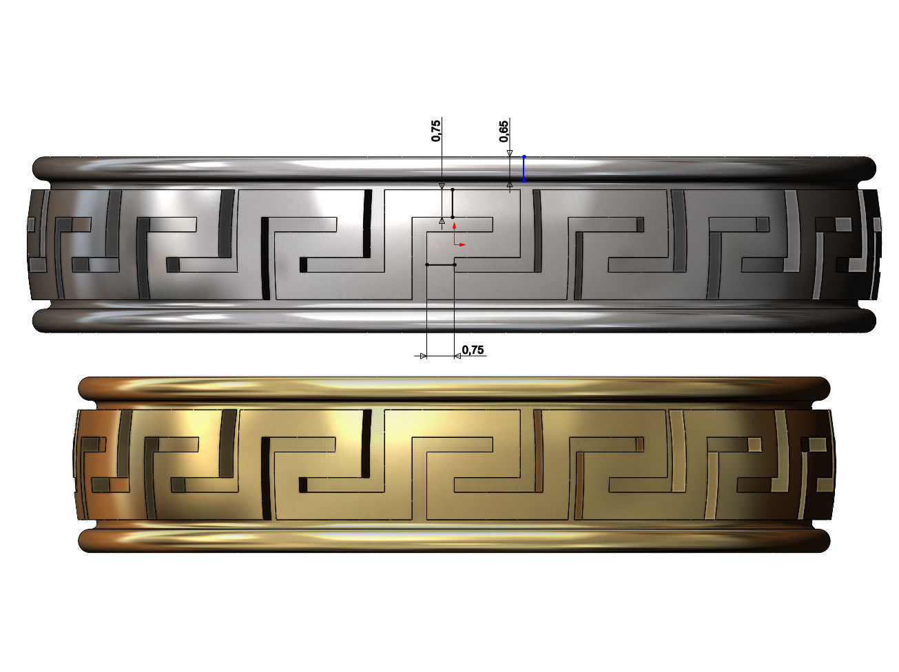 Meandre Greek key pattern band  3D print model_6