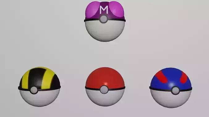 Pokeballs pokemon mouse Low-poly 3D model