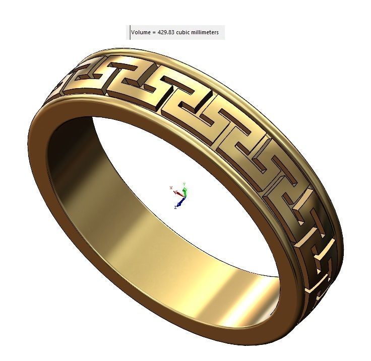 Meandre Greek key pattern ring 3D print model_11