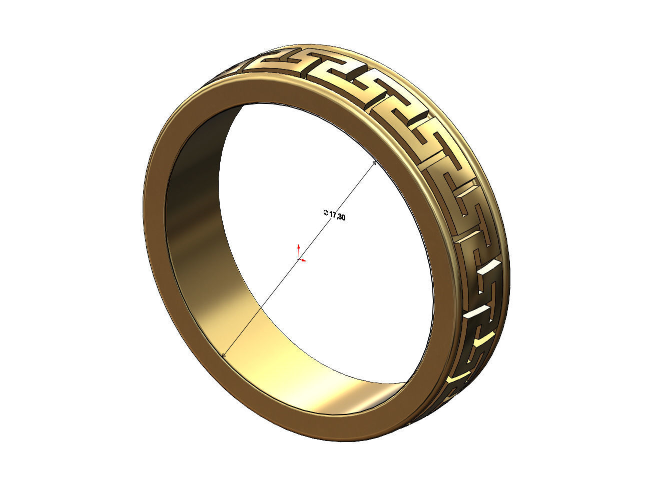 Meandre Greek key pattern ring 3D print model_9