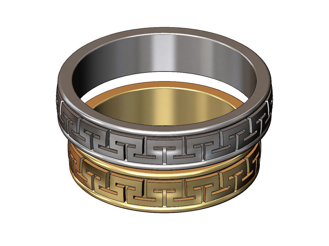 Meandre Greek key pattern ring 3D print model_1