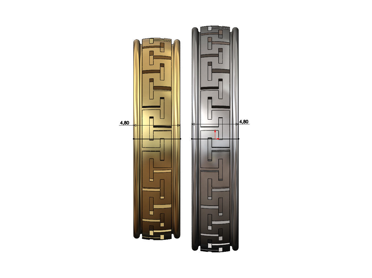 Meandre Greek key pattern ring 3D print model_5