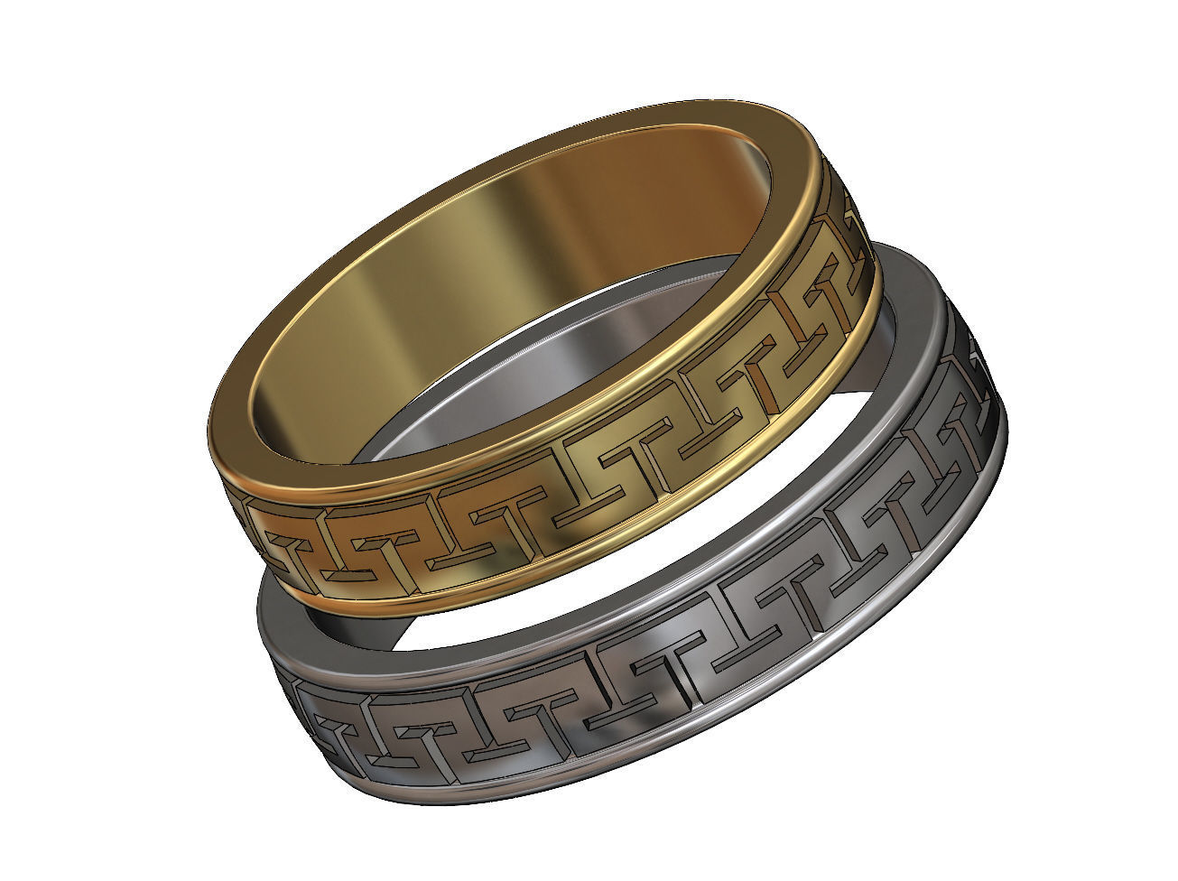 Meandre Greek key pattern ring 3D print model_2