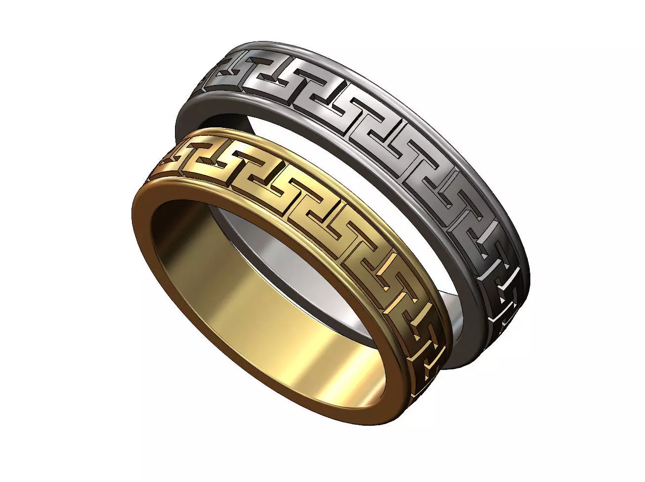 Meandre Greek key pattern ring 3D print model_0