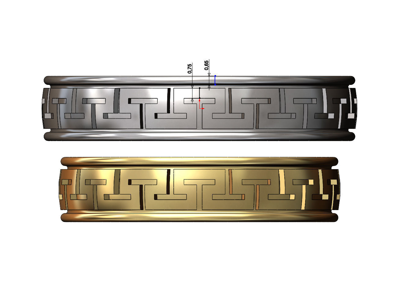 Meandre Greek key pattern ring 3D print model_6