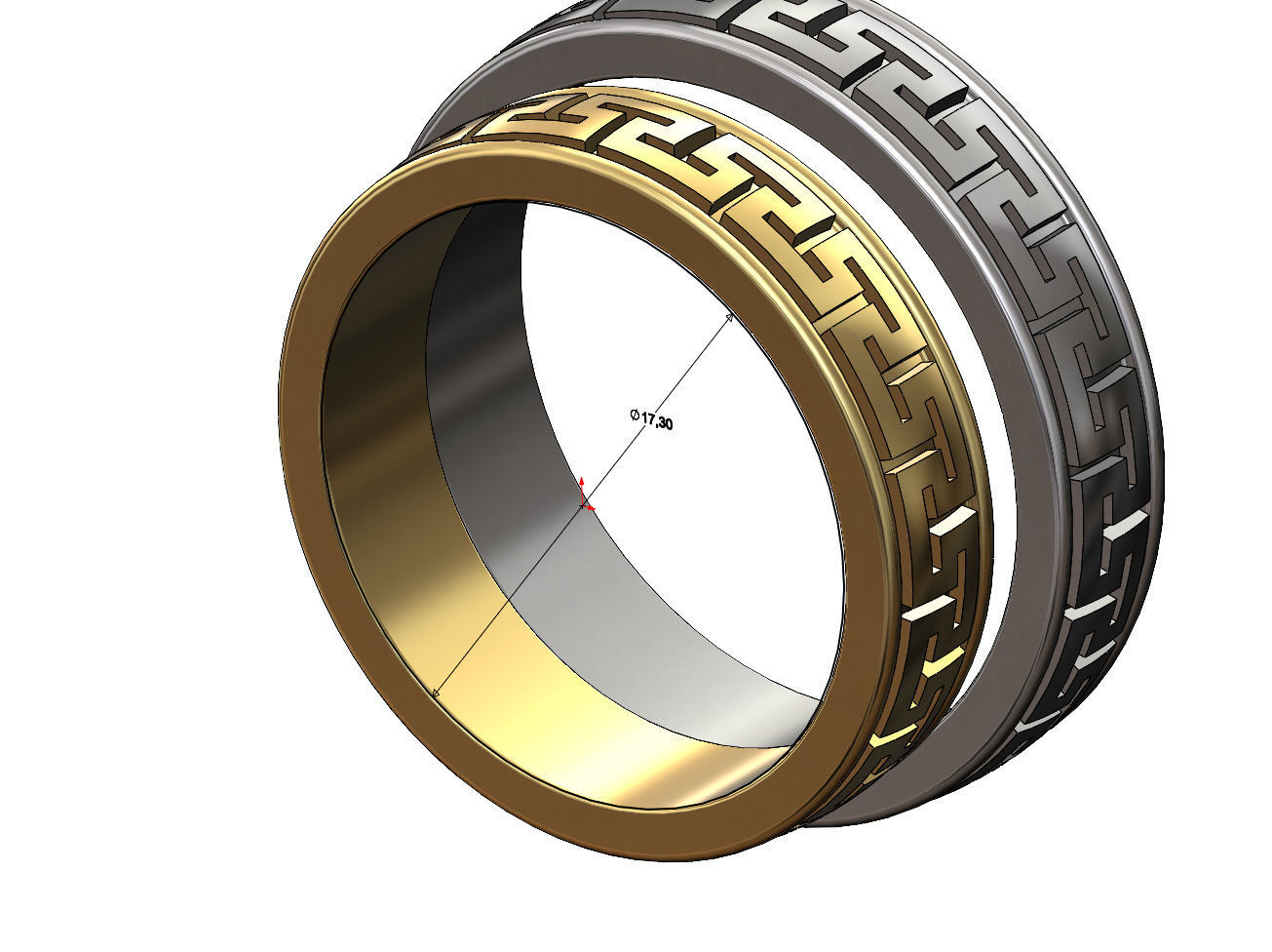 Meandre Greek key pattern ring 3D print model_3