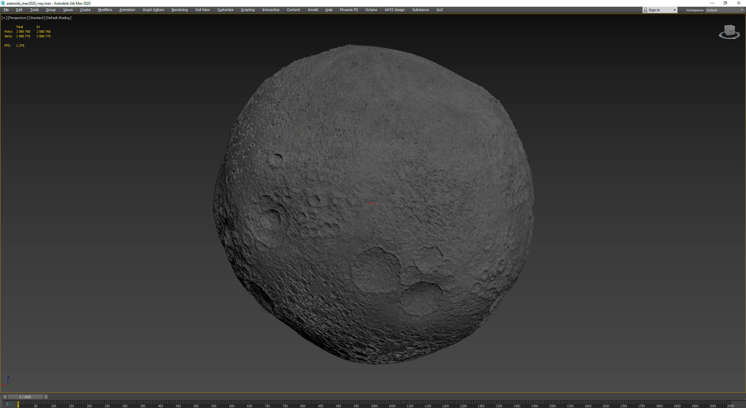 Detailed round asteroids high-poly set 3D model_16