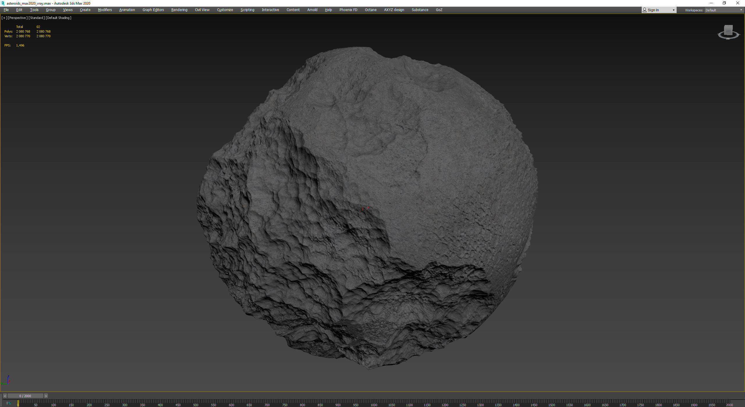 Detailed round asteroids high-poly set 3D model_17