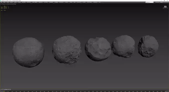 Detailed round asteroids high-poly set 3D model